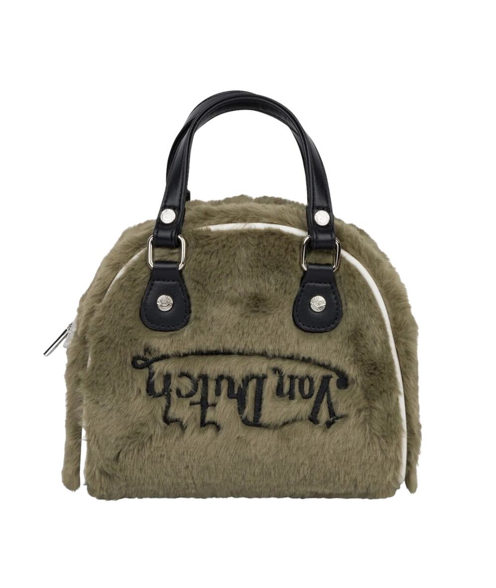 NWT! Von Dutch Sage Green Vegan Furry Bowling Bag - Small